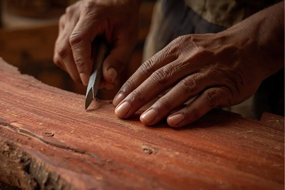 Hand preparation and joinery of seasoned sheesham wood
